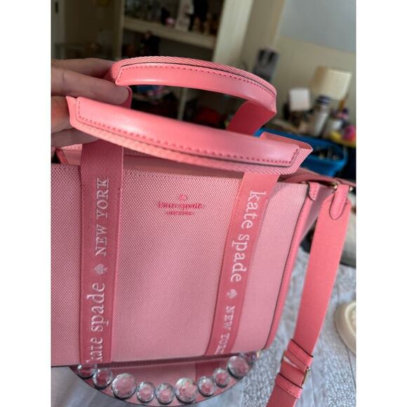 KATE SPADE, NWT, Blossom Pink, Small Canvas Tote/Purse/Crossbody - Picture 9 of 15